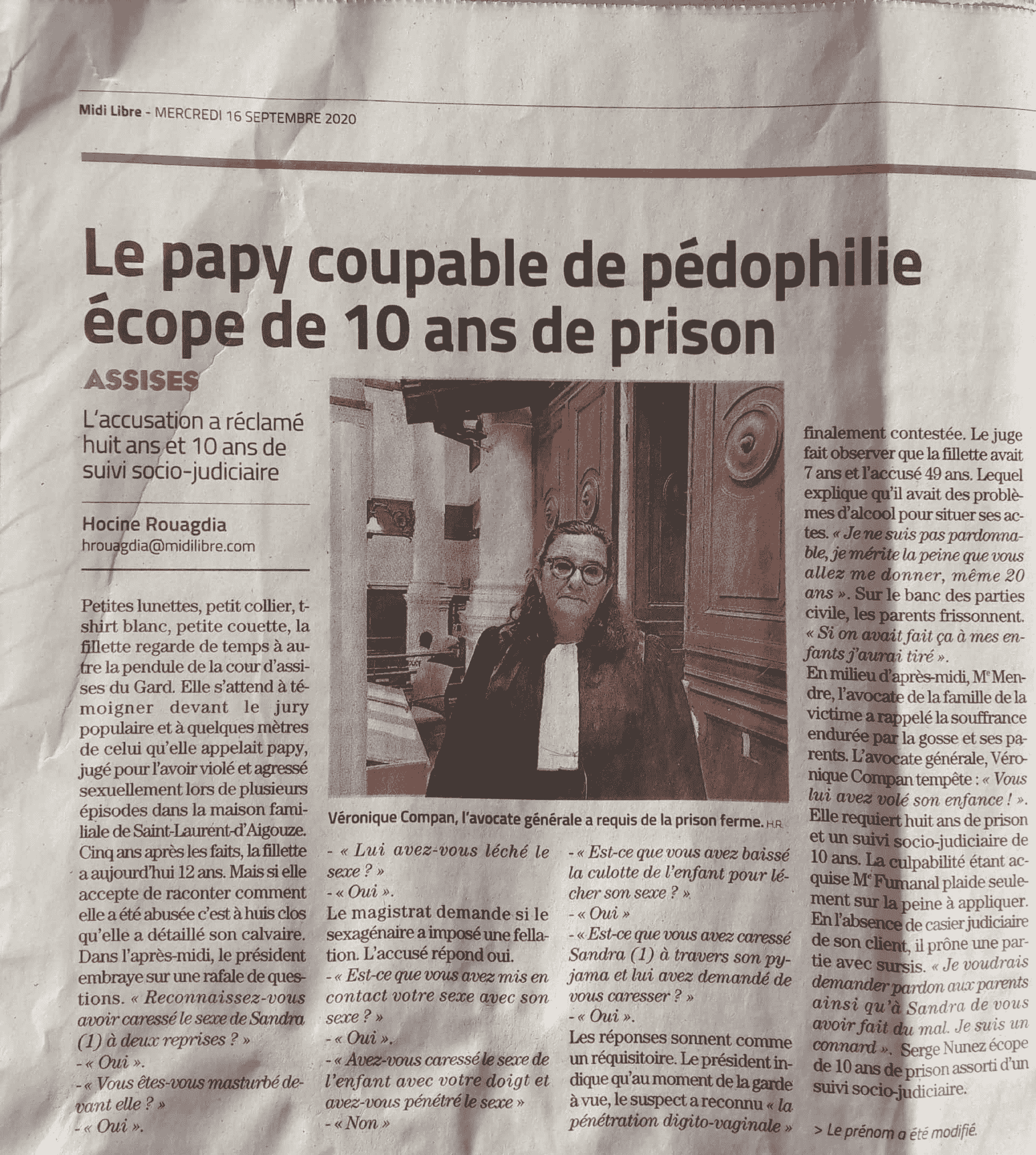 Le papy coupable de pdophilie cope de 10 ans de prison